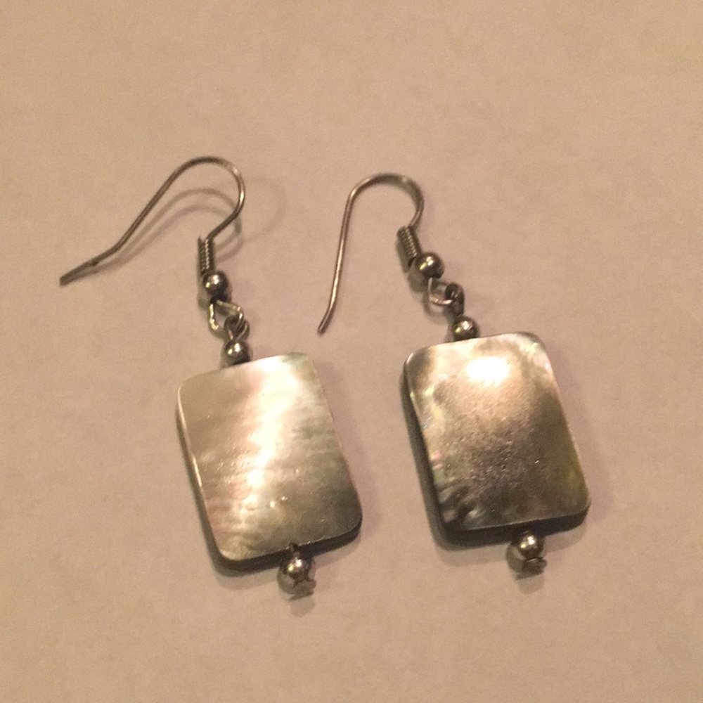 Hematite drop silver dangle earrings